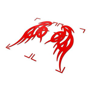 車・バイク用 トライバル カッティングステッカー ウイングB レッドミラー ヘルメット スノボー サーフボード アウトドア