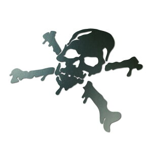 ドクロステッカー バイク 車用 スノボ サーフィンにも 防水 スカルC3 11cm×13cm つや消しガンメタリック