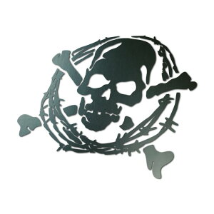 カッティングドクロステッカー スカルC2 車 バイク ヘルメット つや消しガンメタ 8.1cm×9cm