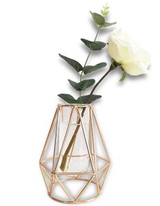 upFRAME 花瓶 おしゃれ ゴールド ガラス 一輪挿し 北欧 フラワーベース 試験管花瓶 御洒落 生け花 造花 インテリア ガラスベース (小(15cm))