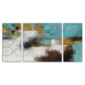 絵画 インテリア W100cm H50cm D2cm 3枚セット 北欧 絵 新築 壁絵 飾り アートパネル 作品 モダン 耽美 大きい 和モダン ホテルライク チルトーン BWA USART (円の抽象 Abstraction of of circles
