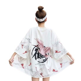 [AiO　JAPAN] 法被 鳳凰 花魁 ブラック ホワイト 夏祭り 寺 神社 羽織り 半纏 長半纏 半天 袢天 半被 はんてん ハッピ はっぴ お祭り衣装水墨画 狼 伏見稲荷 和風 和柄 複数柄