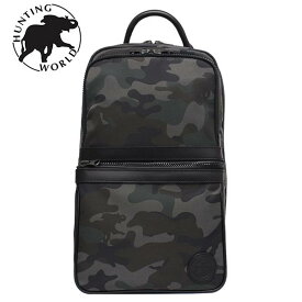HUNTING WORLD（ハンティングワールド）4205 BODY BAG ONE SHOULDER BAG ワンショルダーバッグ ボディバッグ 斜め掛けバッグ ナイロン&レザー MENS Camouflage Black