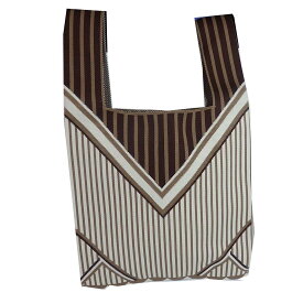 【送料無料】R・BOOM（アール・ブーム）KNIT BAGニットバッグ　大　Mサイズ　ブラウン系　トライアングル　高さ44cm　ハンドル25cm含む　横幅27cm　毎日使い　オシャレ　可愛い