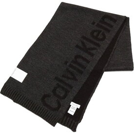 【送料無料】Calvin Klein（カルバンクライン）HKC63605 PLAITED LOGO SCARF プレイテッド　ロゴスカーフ　Calvin Kleinロゴを編込んだスカーフ　マフラー　アクリル100％　015　Charcoalチャコール　ユニセックス
