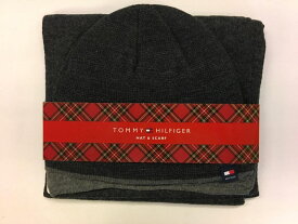 【送料無料】TOMMY HILFIGER（トミーヒルフィガー）H89C-3284 HAT&SCARF ハット&スカーフHILFIGERロゴ & プレイテッドフラッグロゴ 015 Charcoalチャコー ル ユニセックス