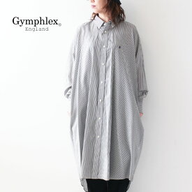 Gymphlex [ジムフレックス] B.D. COLLAR WIDE SHIRT DRESS [GY-G0081CCK] B.Dカラーワイドシャツドレス・シャツワンピース・ストライプシャツ・ストライプシャツワンピース・LADY'S [2024SS]