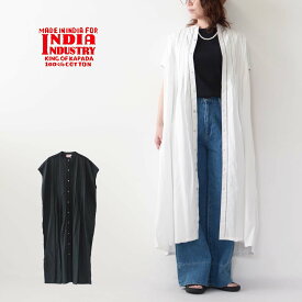 INDIA INDUSTRY [インディアインダストリー] W PIN TUCK SHIRT ONEPIECE [ND-G0072POP] ピンタックシャツワンピース・シャツワンピース・ロングシャツワンピース・ロング丈・コットン・LADY'S [2024SS]
