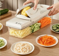 多機能ガーリックプレス＆野菜スライサー 千切りや超薄切りができる野菜カッター シュレッダー チョッパ…