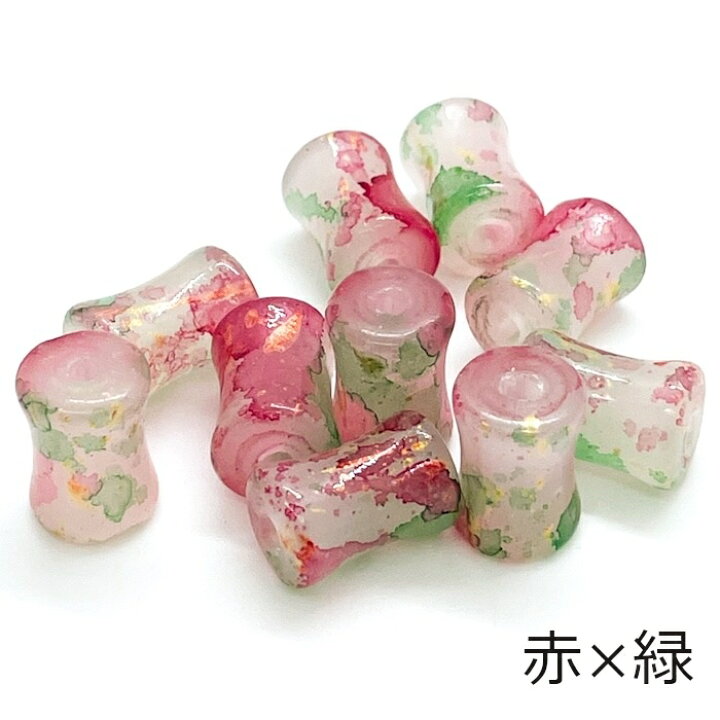 楽天市場】変形筒型ガラスビーズ 同色10個セット 12mm×8mm 全5色 硝子 