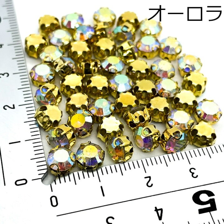 楽天市場】台座付き ビジュー 横穴 6mm 50個セット ゴールド 金 貼り 
