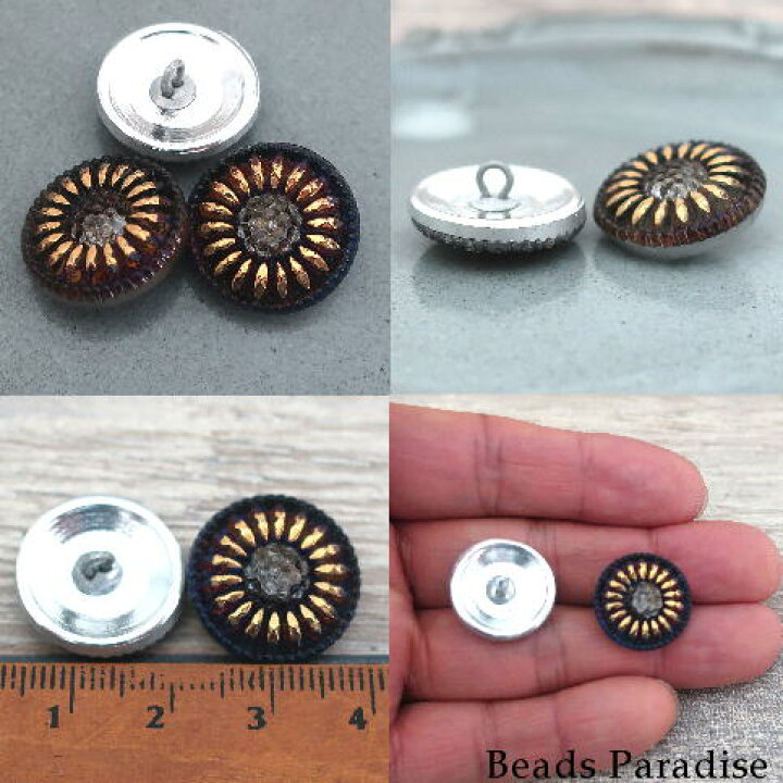 楽天市場】チェコガラスボタン【377】（1個入り）丸型18mm（3638/04  