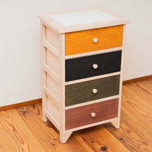 タイル天板 桐製チェスト 4段 EF-SR42-4 収納ボックス 収納ケース 桐箱 引き出し 木製 チェスト 北欧 インテリア 幅40 4段 おしゃれ ナチュラル シンプル カラフル 子供部屋 リビング 寝室 キッチ
