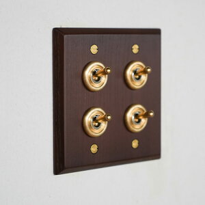 トグルスイッチ ウッデンプレート (4スイッチ) 照明 スイッチ 照明器具 壁スイッチ 北欧 インテリア インテリア おしゃれ 韓国 インテリア ライト ダイニング リビング 寝室 玄関 ナチュラ