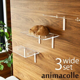 animacolle アニマコレ Catroad+ キャット ワイドステップ 3点セット NKC-###-5010 猫 賃貸 小さい穴 キャットステップ キャットウォーク 壁 DIY セット キャットタワー 透明 クリア おしゃれ