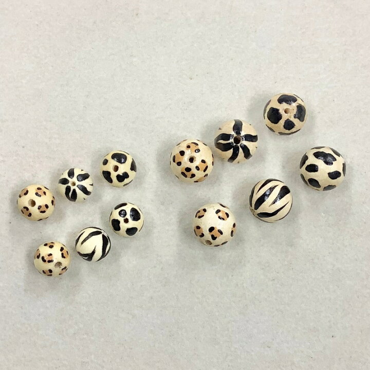 楽天市場】【 ウッド アニマル 柄 ビーズ 丸玉 12mm 2ケ j4 】 木製 