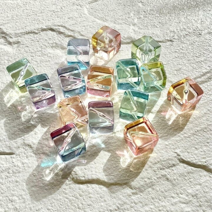 楽天市場】【アクリル ヴィトライユ ビーズ（サマー）キューブ12×12mm 