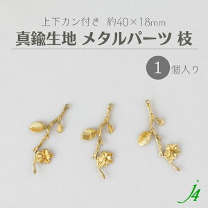 【 真鍮 生地 メタル パーツ 枝 上下 カン付 約40×18mm 1個 j4 】 アクセサリー パーツ ビーズ 植物 花 フラワー モチーフ キャスト チャーム メタル パーツ ハンドメイド 手作り 手芸 工作 材料