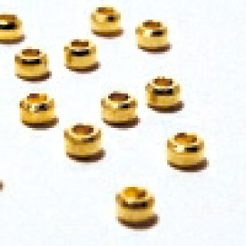 かしめ玉 甲丸（つぶし玉） ゴールド　1.5x0.9mm　20個　アクセサリーパーツ