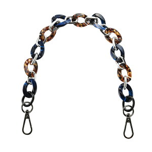 バッグチェーン ネイビー×べっ甲×シルバー(約45cm・1本)【ハワイアンコード/バッグ持ち手】【手作り・ハンドメイドバッグ・手芸/イロハコード】