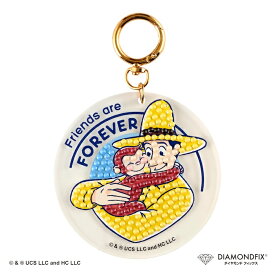 おさるのジョージ キーホルダー「Friends」ダイヤモンドフィックス ダイヤモンドアート ダイヤモンドペインティング ビーズを貼るだけ アクキー アクリルキーホルダー キット クラフト 手芸 ビーズ アート 貼り付け 趣味