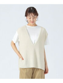 【SALE／50%OFF】Vネックニットベスト * Tシャツ(セットアイテム) BEAMS HEART WOMEN ビームス アウトレット トップス カットソー・Tシャツ ホワイト グレー【RBA_E】[Rakuten Fashion]