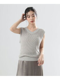 【SALE／60%OFF】AK+1 / 片畦 Vネック ニット Demi-Luxe BEAMS ビームス アウトレット トップス ベスト・ジレ グレー ブラウン【RBA_E】【送料無料】[Rakuten Fashion]