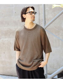【SALE／70%OFF】メッシュ クルーネック ニット Tシャツ B:MING by BEAMS ビームス アウトレット トップス ニット ブラック グリーン【RBA_E】[Rakuten Fashion]