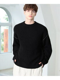 【SALE／70%OFF】片畔 クルーネック ニット BEAMS HEART MEN ビームス アウトレット トップス ニット ブラック グリーン ホワイト ブルー【RBA_E】[Rakuten Fashion]