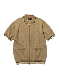 【SALE／50%OFF】ジップ ニット ポロシャツ BEAMS PLUS ビームス アウトレット トップス ポロシャツ オレンジ ベージュ ブラック【RBA_E】【送料無料】[Rakuten Fashion]