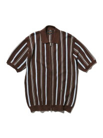 【SALE／60%OFF】マルチ ストライプ ジップ ニット ポロシャツ BEAMS PLUS ビームス アウトレット トップス ポロシャツ イエロー グレー ブラウン ブラック【RBA_E】【送料無料】[Rakuten Fashion]