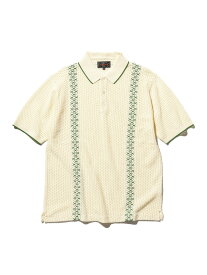 【SALE／50%OFF】ストライプ メッシュ ニット ポロシャツ BEAMS PLUS ビームス アウトレット トップス ポロシャツ ホワイト イエロー ブラック【RBA_E】【送料無料】[Rakuten Fashion]