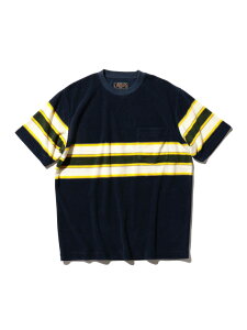 �ySALE�^50%OFF�zPocket Tee Stripe Pile BEAMS PLUS �r�[���X �A�E�g���b�g �g�b�v�X �J�b�g�\�[�ET�V���c �C�G���[ �l�C�r�[ �x�[�W���yRBA_E�z�y���������z[Rakuten Fashion]