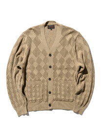 【SALE／40%OFF】ダイヤモンドメッシュ ニット カーディガン BEAMS PLUS ビームス アウトレット トップス カーディガン ベージュ ホワイト グリーン【RBA_E】【送料無料】[Rakuten Fashion]