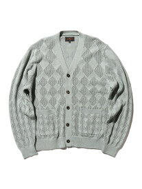 【SALE／50%OFF】ダイヤモンドメッシュ ニット カーディガン BEAMS PLUS ビームス アウトレット トップス カーディガン ベージュ ホワイト グリーン【RBA_E】【送料無料】[Rakuten Fashion]