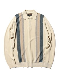 【SALE／60%OFF】ストライプ ニット ポロシャツ BEAMS PLUS ビームス アウトレット トップス ポロシャツ ブラック ブラウン ホワイト ネイビー【RBA_E】【送料無料】[Rakuten Fashion]