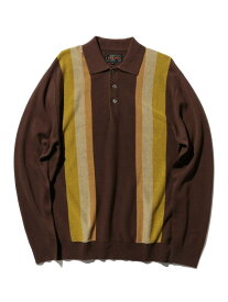 【SALE／60%OFF】ストライプ ニット ポロシャツ BEAMS PLUS ビームス アウトレット トップス ポロシャツ ブラック ブラウン ホワイト ネイビー【RBA_E】【送料無料】[Rakuten Fashion]