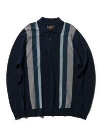 【SALE／50%OFF】ストライプ ニット ポロシャツ BEAMS PLUS ビームス アウトレット トップス ポロシャツ ブラック ブラウン ホワイト ネイビー【RBA_E】【送料無料】[Rakuten Fashion]