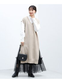 【SALE／50%OFF】ロングスリーブカットソー * ロングベスト セット BEAMS HEART WOMEN ビームス アウトレット トップス ニット ベージュ ブラック パープル【RBA_E】[Rakuten Fashion]