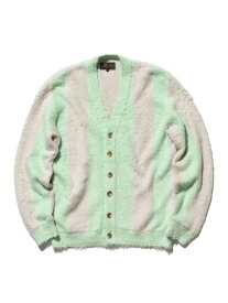 【SALE／60%OFF】コットン シャギー ニット ストライプ カーディガン BEAMS PLUS ビームス アウトレット トップス ニット イエロー ブラウン グリーン【RBA_E】【送料無料】[Rakuten Fashion]