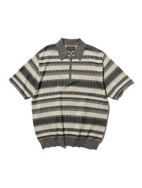 【SALE／50%OFF】ボーダー ハーフジップ ニット ポロシャツ BEAMS PLUS ビームス アウトレット トップス ポロシャツ グレー ブラウン グリーン ネイビー【RBA_E】【送料無料】[Rakuten Fashion]