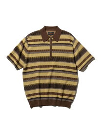【SALE／40%OFF】ボーダー ハーフジップ ニット ポロシャツ BEAMS PLUS ビームス アウトレット トップス ポロシャツ グレー ブラウン グリーン ネイビー【RBA_E】【送料無料】[Rakuten Fashion]