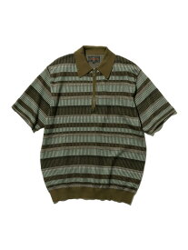 【SALE／50%OFF】ボーダー ハーフジップ ニット ポロシャツ BEAMS PLUS ビームス アウトレット トップス ポロシャツ グレー ブラウン グリーン ネイビー【RBA_E】【送料無料】[Rakuten Fashion]