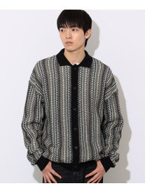 【SALE／60%OFF】ストライプ 襟付き カーディガン BEAMS HEART MEN ビームス アウトレット トップス カーディガン ブラック グリーン【RBA_E】[Rakuten Fashion]