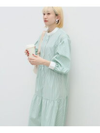 【SALE／40%OFF】ストライプ ティアード シャツワンピース BEAMS HEART WOMEN ビームス アウトレット ワンピース・ドレス シャツワンピース ブルー ブラウン グリーン【RBA_E】【送料無料】[Rakuten Fashion]