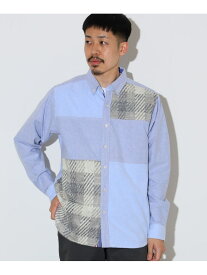 【SALE／30%OFF】チェック柄 切り替え ボタンシャツ BEAMS HEART MEN ビームス アウトレット トップス シャツ・ブラウス グレー【RBA_E】【送料無料】[Rakuten Fashion]
