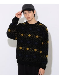 【SALE／40%OFF】レトロ ジャカード クルーネック ニット BEAMS HEART MEN ビームス アウトレット トップス ニット ブラック ネイビー【RBA_E】【送料無料】[Rakuten Fashion]