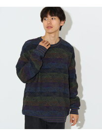 【SALE／40%OFF】レトロ ジャカード クルーネック ニット BEAMS HEART MEN ビームス アウトレット トップス ニット ブラック ネイビー【RBA_E】【送料無料】[Rakuten Fashion]