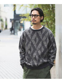 【SALE／60%OFF】ジオメトリック クルーネック ニット B:MING by BEAMS ビームス アウトレット トップス ニット グレー ネイビー【RBA_E】[Rakuten Fashion]