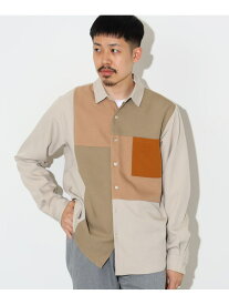 【SALE／50%OFF】ポリエステルツイル クレイジーボタンシャツ BEAMS HEART MEN ビームス アウトレット トップス シャツ・ブラウス ベージュ グレー【RBA_E】【送料無料】[Rakuten Fashion]